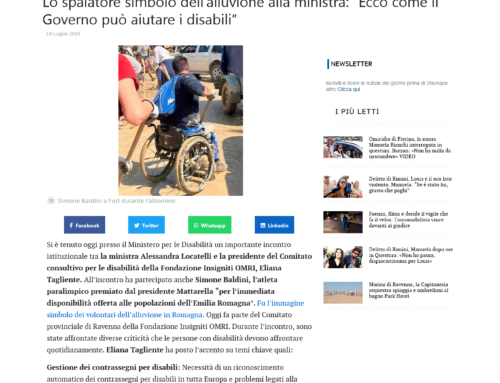 Lo spalatore simbolo dell’alluvione alla ministra: “Ecco come il Governo può aiutare i disabili”