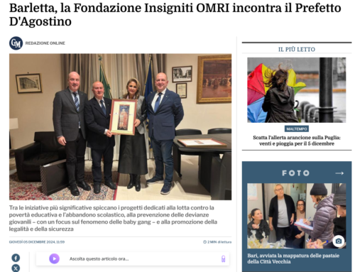 Barletta, la Fondazione Insigniti OMRI incontra il Prefetto D’Agostino