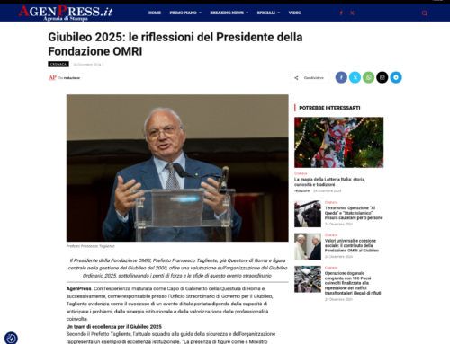 Agenpress – Giubileo 2025: le riflessioni del Presidente della Fondazione OMRI